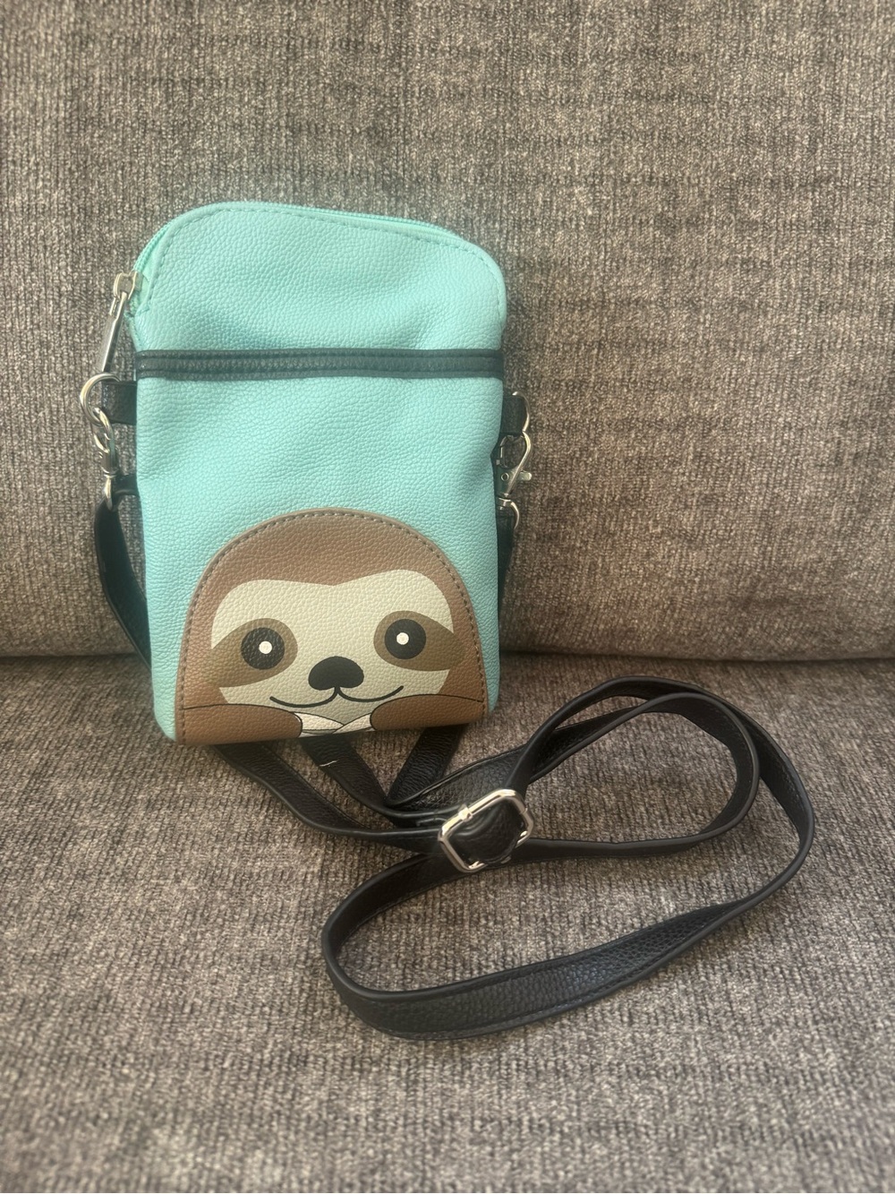 Mini Sloth Crossbody Bag with Black Strap
